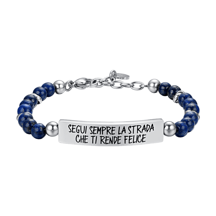 BRACCIALE UOMO IN ACCIAIO SEGUI SEMPRE LA STRADA CHE TI RENDE FELICE