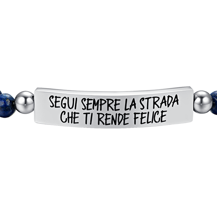 BRACCIALE UOMO IN ACCIAIO SEGUI SEMPRE LA STRADA CHE TI RENDE FELICE