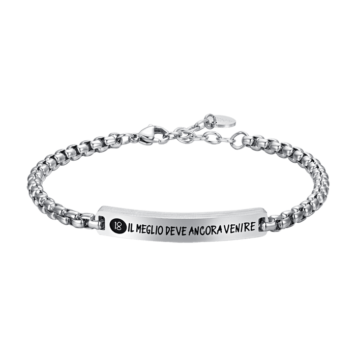 BRACELET HOMME EN PLAQUE D'ACIER 18 LE MEILLEUR RESTE À VENIR