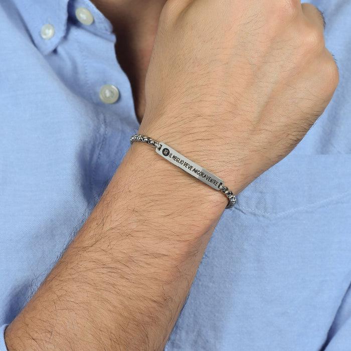 BRACELET HOMME EN PLAQUE D'ACIER 18 LE MEILLEUR RESTE À VENIR