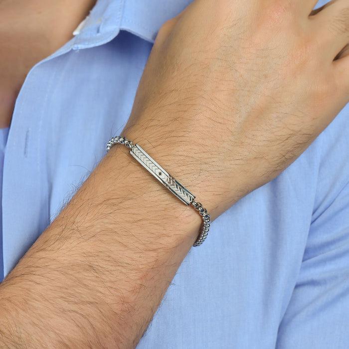 MEN'S STEEL BRACELET WITH STEEL ELEMENT