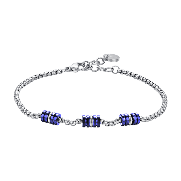 MEN'S BRACELET IN STEEL WITH IP BLUE AND SILVER ELEMENTS