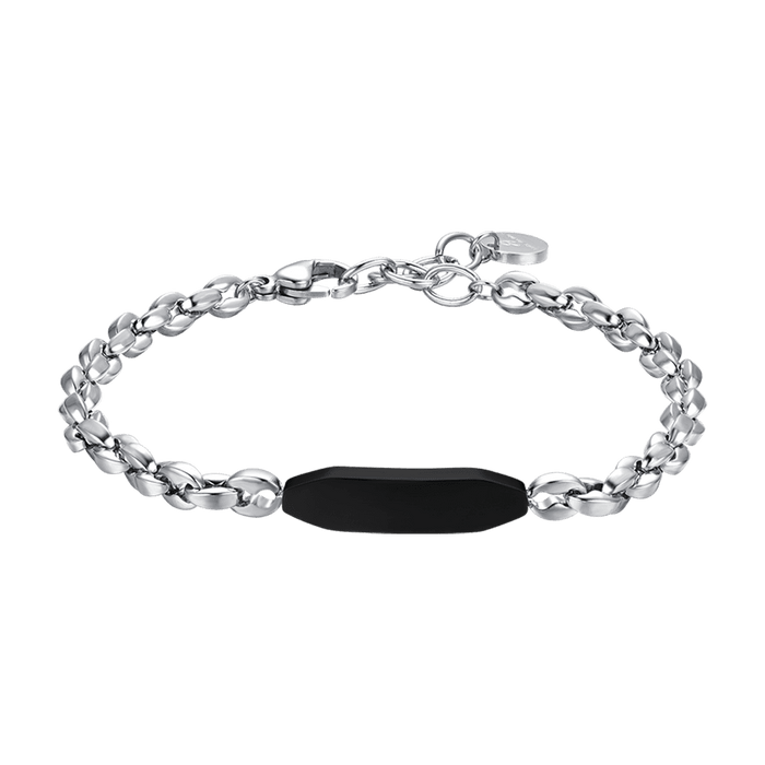 MEN'S BRACELET IN STEEL WITH BLACK IP ELEMENT
