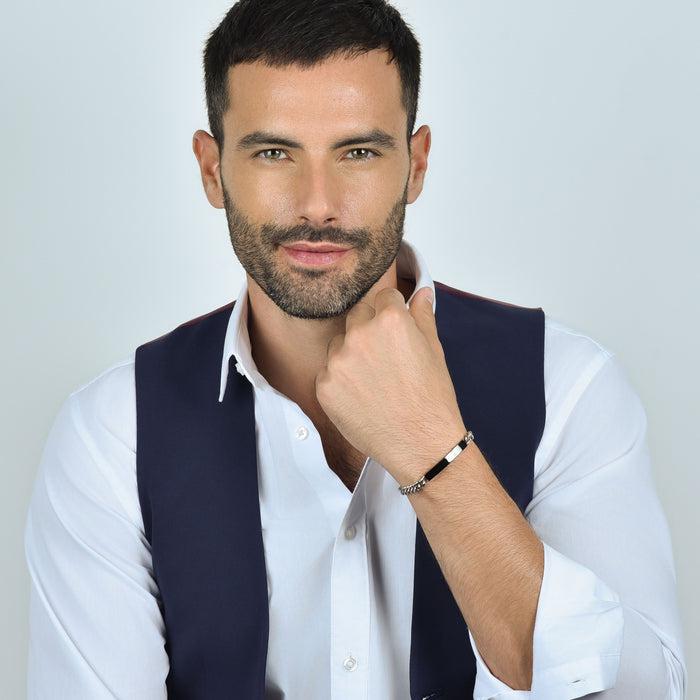 MEN'S BRACELET IN STEEL WITH SILVER PLATE