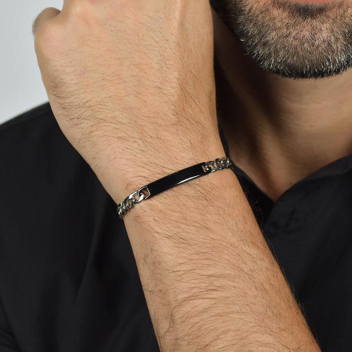 MEN'S BRACELET IN STEEL WITH BLACK IP PLATE