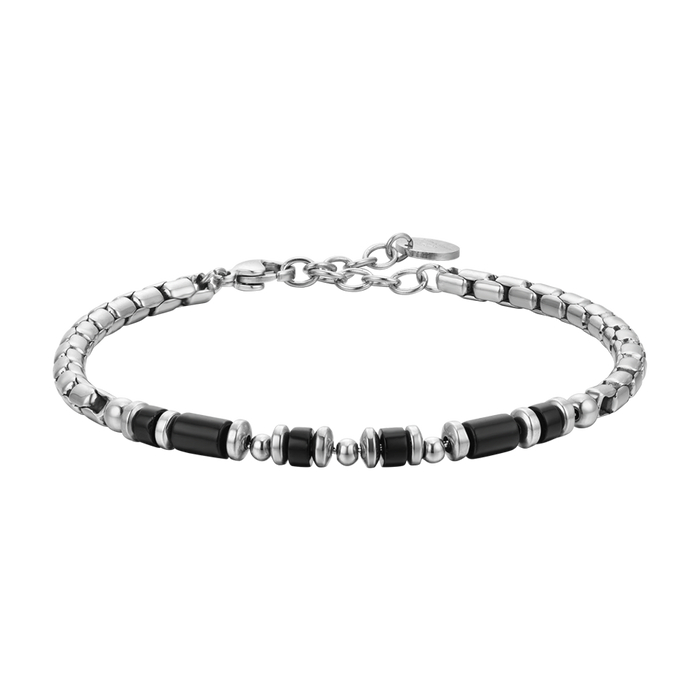 BRACCIALE UOMO IN ACCIAIO AGATA NERA
