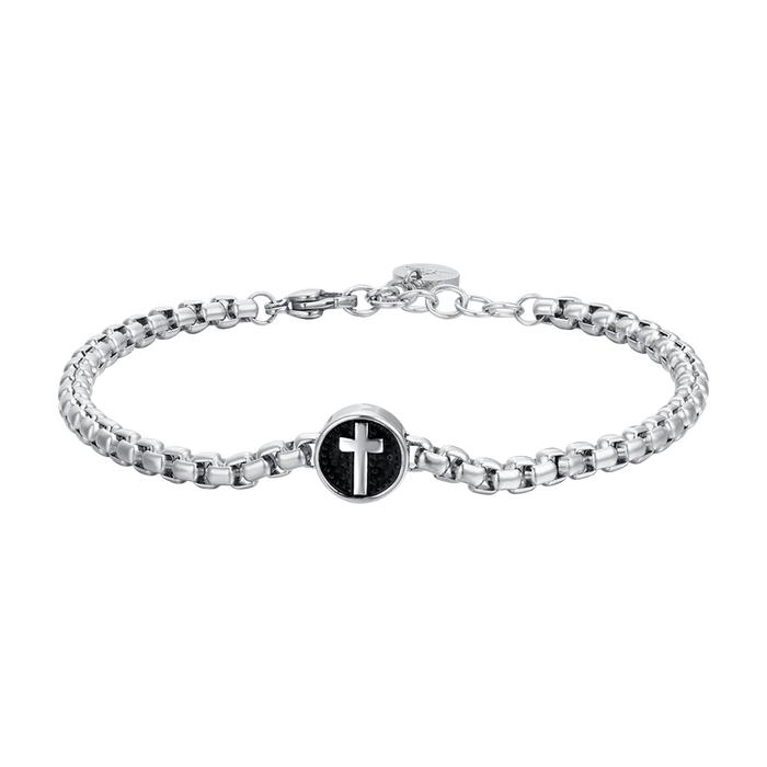 MEN'S STEEL BRACELET WITH CROSS