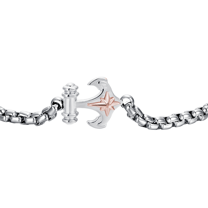 BRACELET HOMME EN ACIER ANCRE ET ROSE DES VENTS