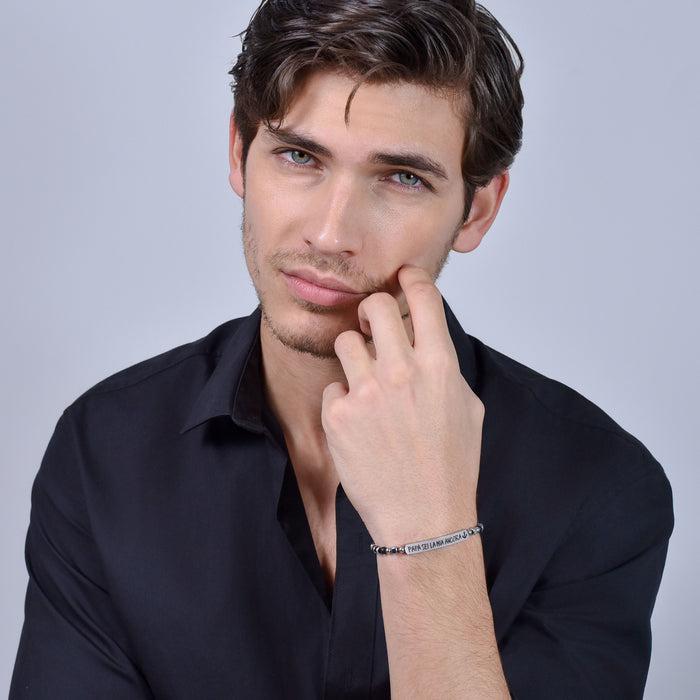 BRACELET EN ACIER POUR HOMME PAPA TU ES MON ANCRE