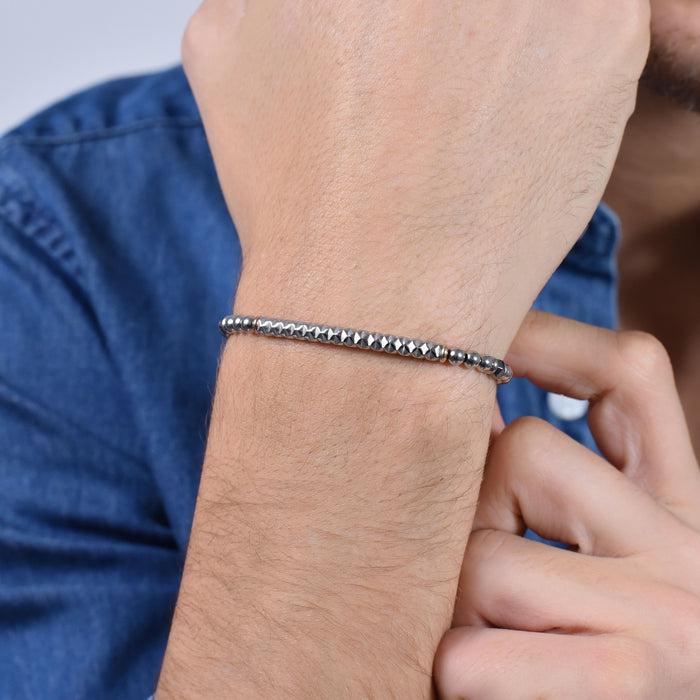 MEN'S BRACELET IN STEEL WITH GREY HEMATITE