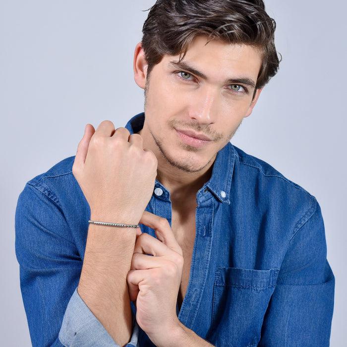 MEN'S BRACELET IN STEEL WITH GREY HEMATITE