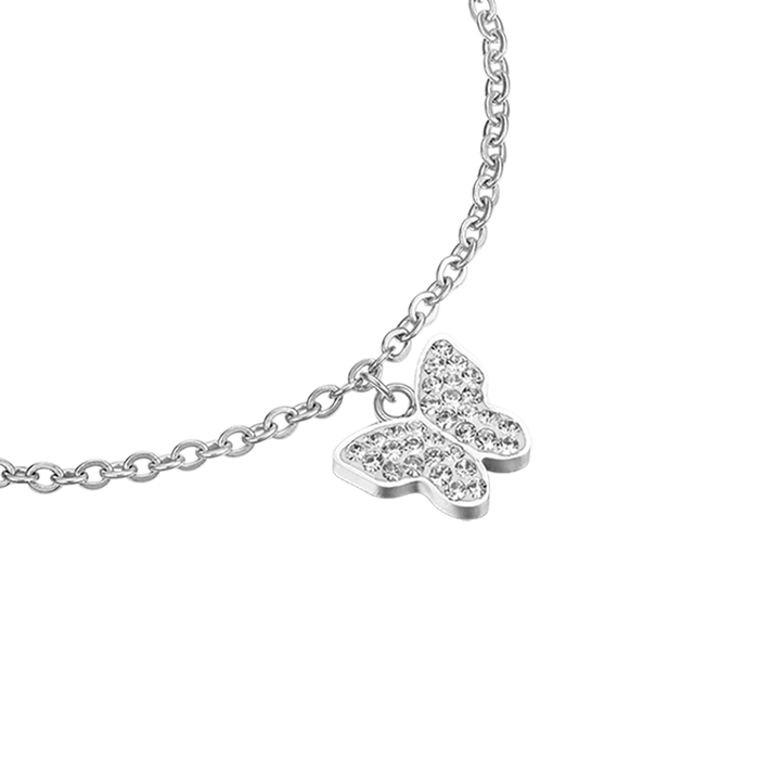 WOMEN'S STEEL BRACELET WITH BUTTERFLY AND CRYSTALS