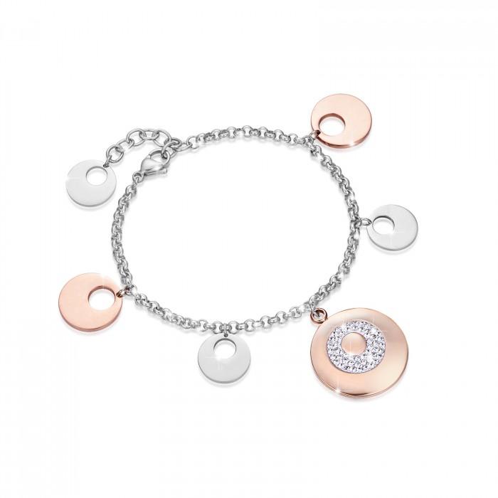 Bracciale In Acciaio Rosè E Cristalli Bianchi - gioielleriaperdichizzi.it