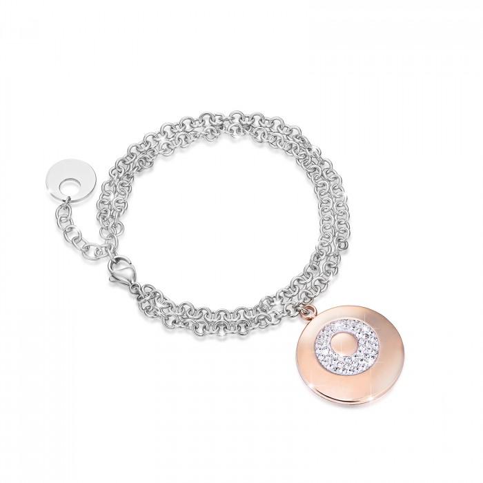 Bracciale In Acciaio Rosè E Cristalli Bianchi - gioielleriaperdichizzi.it