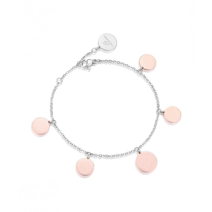 Bracelet avec éléments en acier rose
