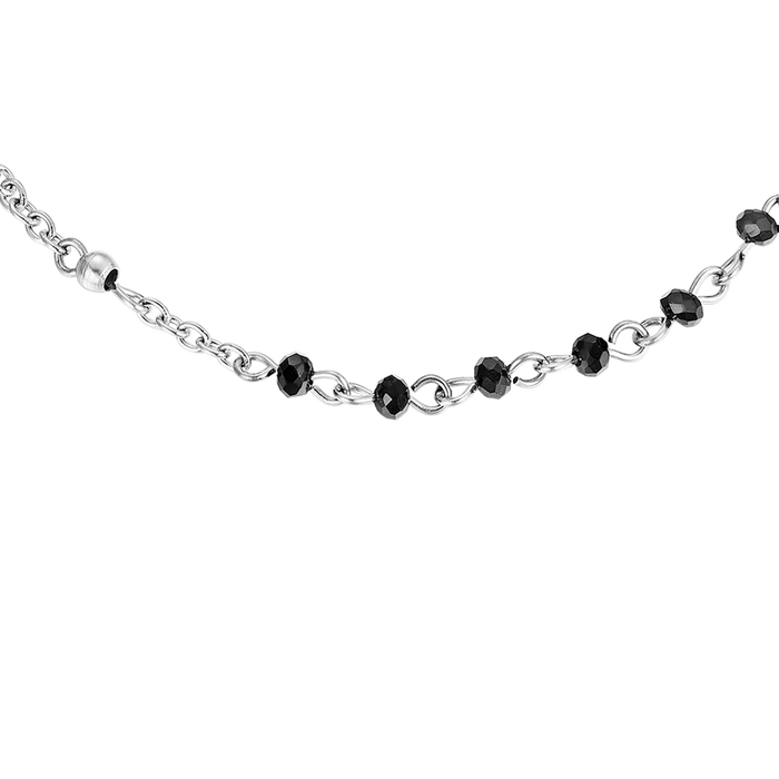 BRACCIALE DONNA ROSARIO IN ACCIAIO CON CRISTALLI NERI