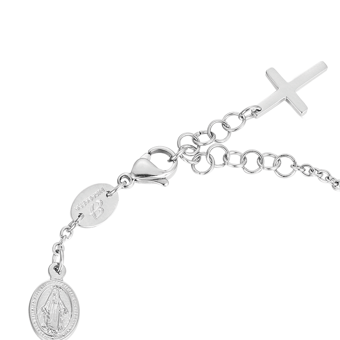 BRACCIALE DONNA ROSARIO IN ACCIAIO CON CRISTALLI NERI