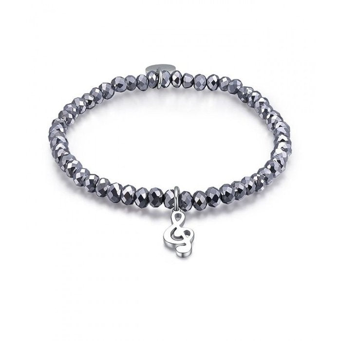 Bracciale Con Cristalli ematite e Chiave Violino