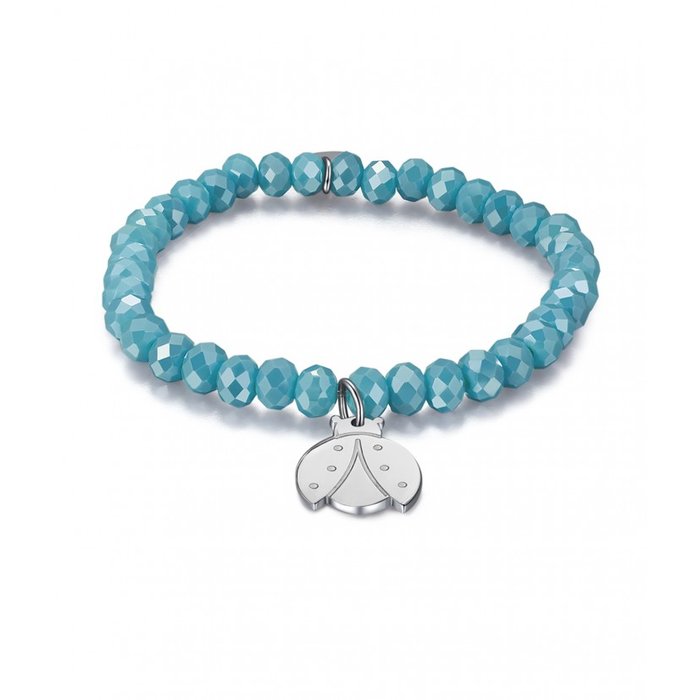 Bracciale Con Cristalli Verde Petrolio E Coccinella