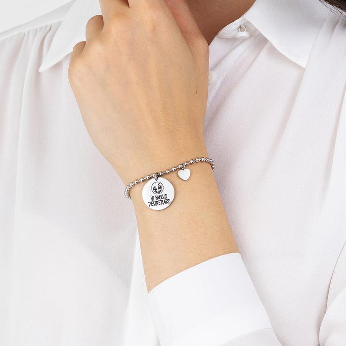 WOMEN'S STEEL BRACELET WITH THE PHRASE I MAKE MYSELF DESIRE