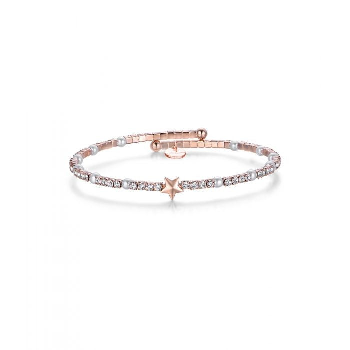 Bracelet avec étoile, cristaux et perles blanches