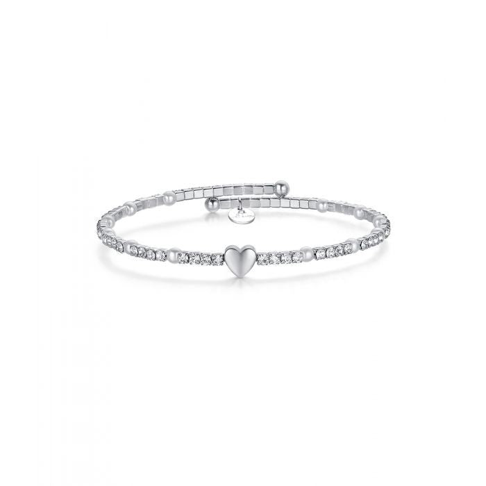 Bracelet avec cœur, cristaux et perles blanches