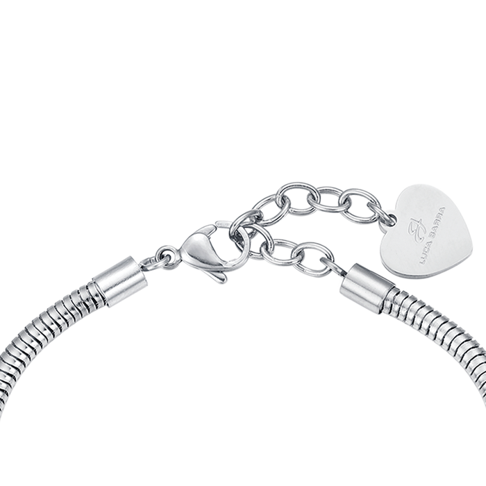 BRACCIALE DONNA IN ACCIAIO CON QUADRIFOGLIO E CRISTALLI BIANCHI