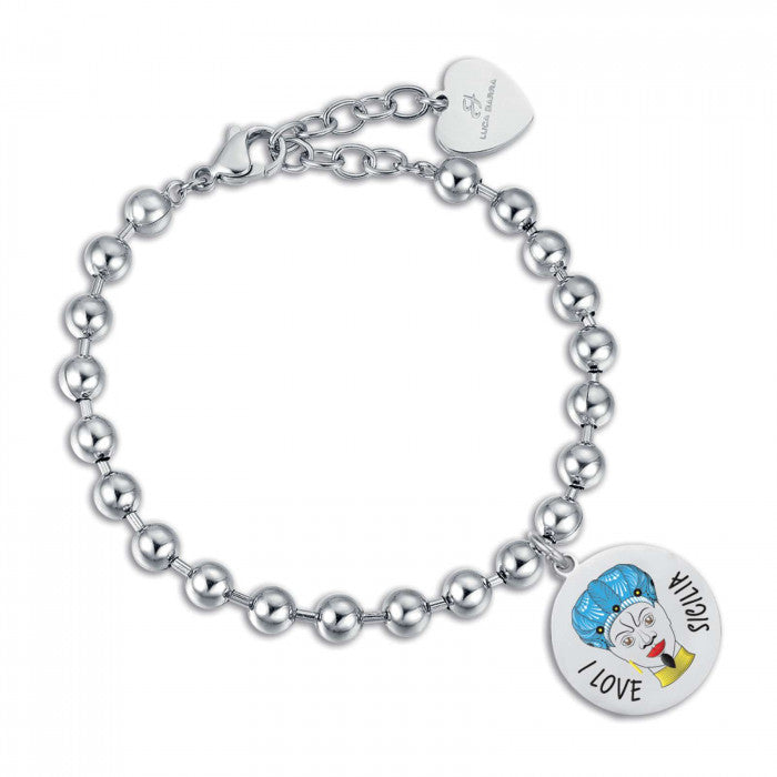Bracciale pallini pendente I love Sicilia