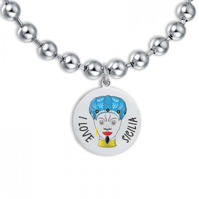 Bracciale pallini pendente I love Sicilia