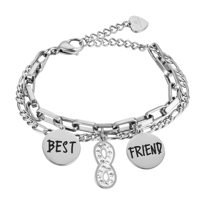 WOMEN'S STEEL BRACELET WITH INFINITY WITH WHITE CRYSTALS