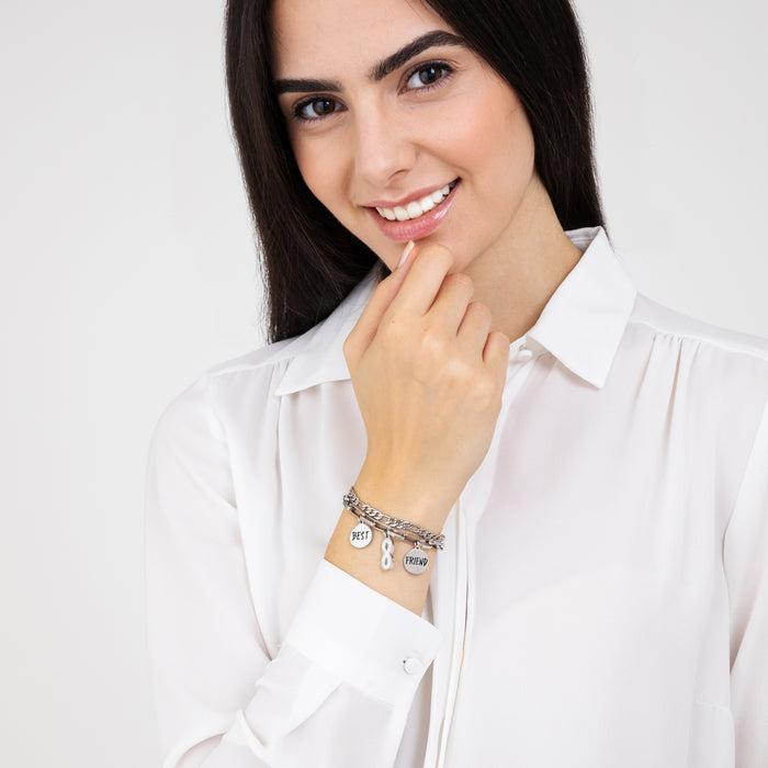 WOMEN'S STEEL BRACELET WITH INFINITY WITH WHITE CRYSTALS