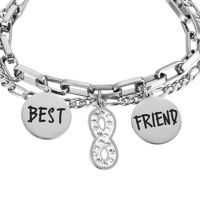 WOMEN'S STEEL BRACELET WITH INFINITY WITH WHITE CRYSTALS