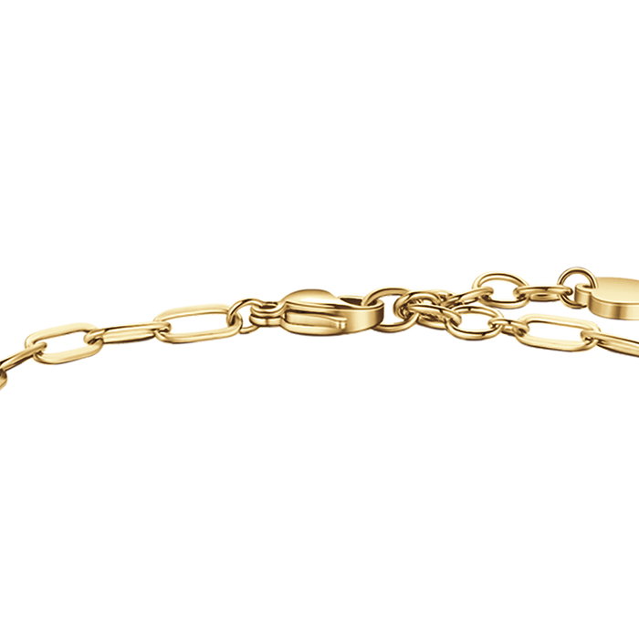 BRACCIALE DONNA IN ACCIAIO DORATO CON 13 FERRO DI CAVALLO E CORNO