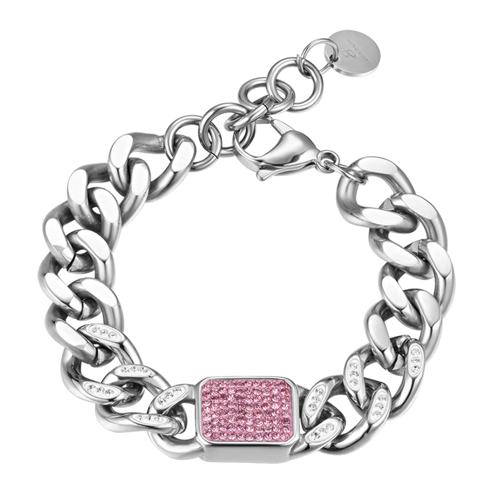 BRACCIALE DONNA IN ACCIAIO CON CRISTALLI FUCSIA