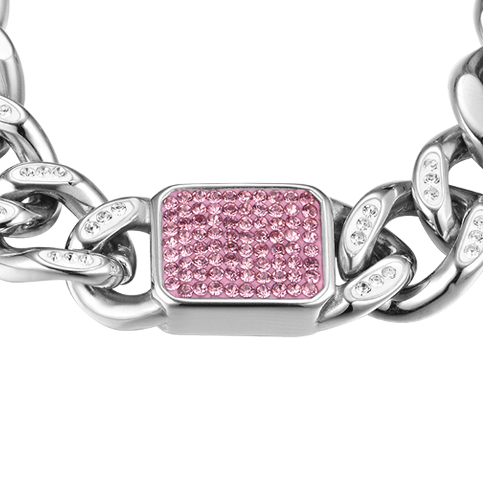 BRACCIALE DONNA IN ACCIAIO CON CRISTALLI FUCSIA