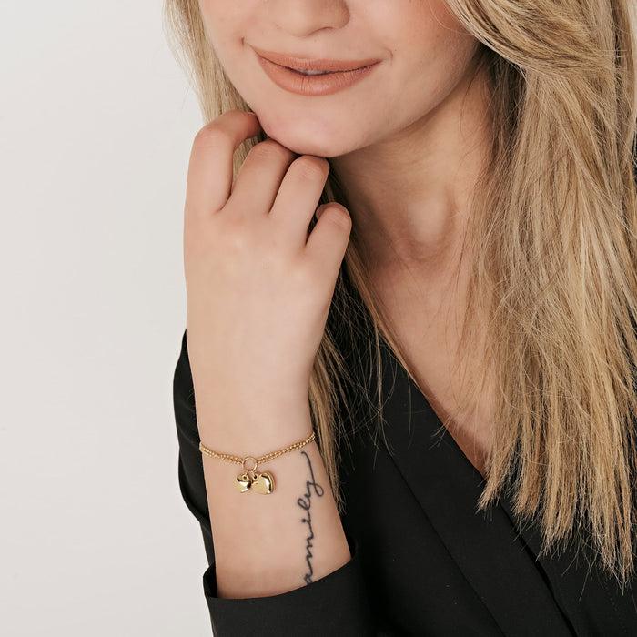 BRACCIALE DONNA IN ACCIAIO IP GOLD CON CUORI DI GRANDEZZE DIVERSE