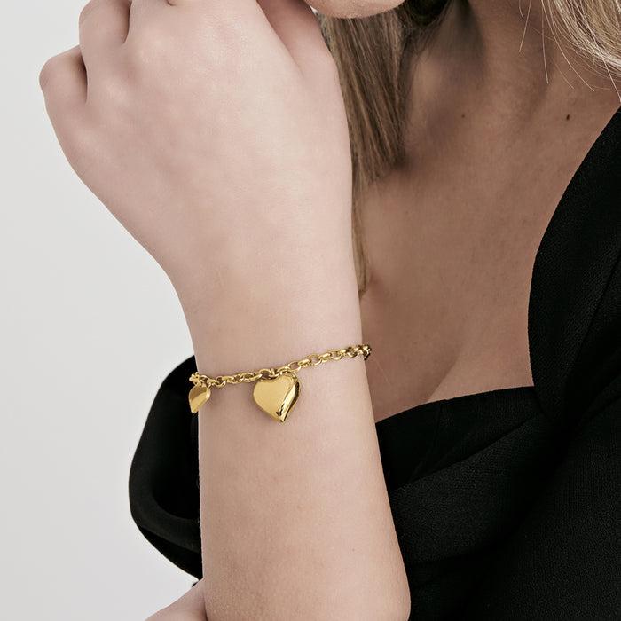 WOMEN'S BRACELET IN IP GOLD STEEL WITH HEARTS