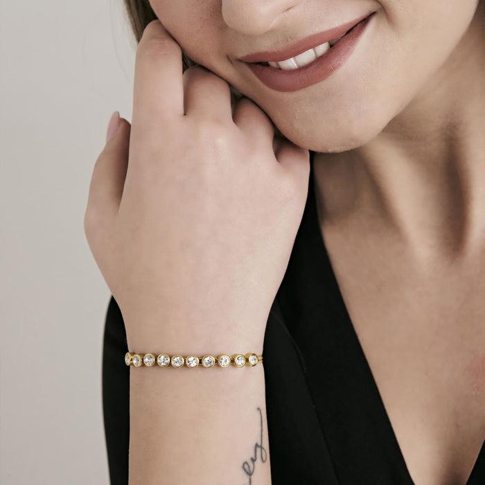 BRACCIALE DONNA IN ACCIAIO IP GOLD CON PIETRE BIANCHE