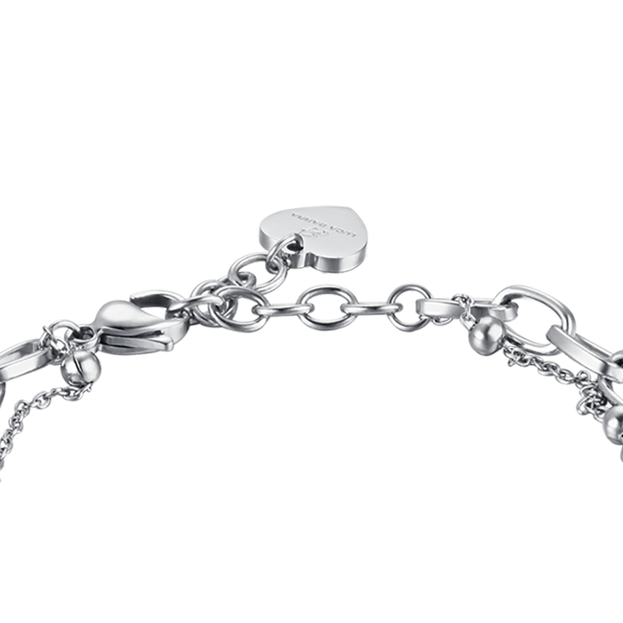 WOMEN'S BRACELET IN IP GOLD STEEL WITH HEART AND PEARLS