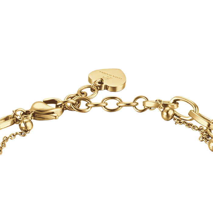 WOMEN'S BRACELET IN IP GOLD STEEL WITH HEART AND PEARLS