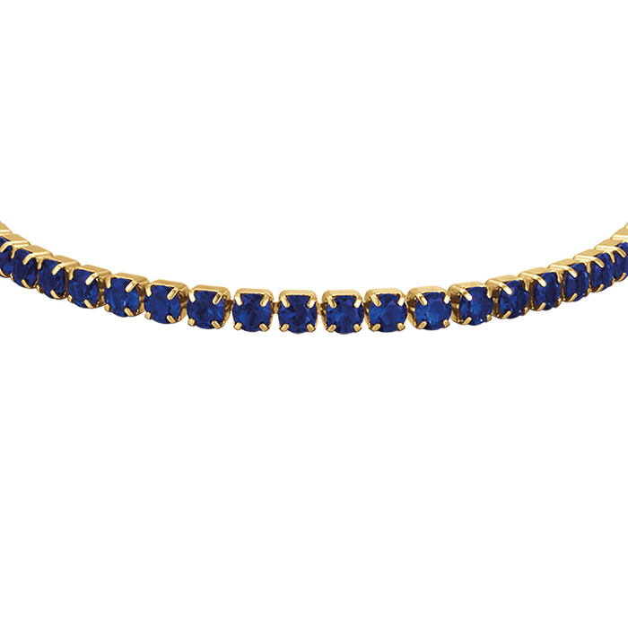 BRACCIALE TENNIS DONNAIN ACCIAIO IP GOLD CON CRISTALLI BLU