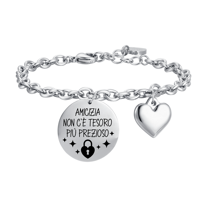 BRACCIALE DONNA IN ACCIAIO AMICIZIA NON C'E' TESORO PIù PREZIOSO