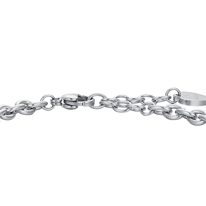 WOMEN'S STEEL BRACELET WITH BELL WITH WHITE CRYSTALS