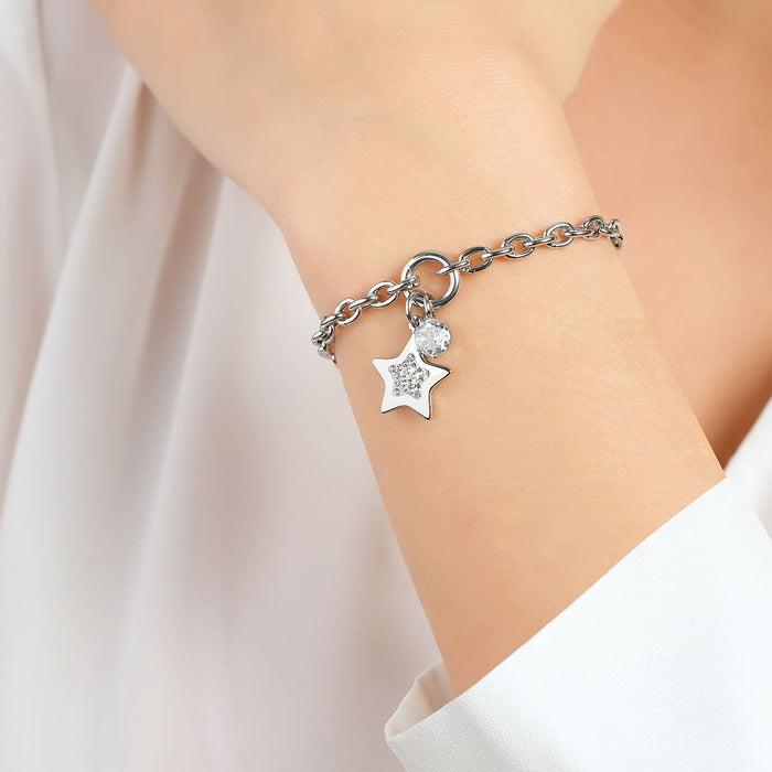 BRACCIALE DONNA IN ACCIAIO CON STELLA CON CRISTALLI BIANCHI