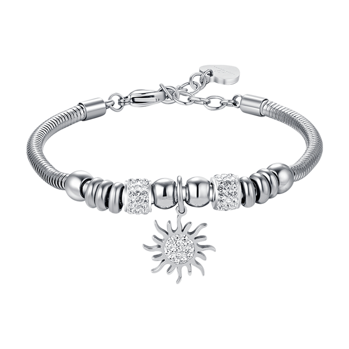 BRACCIALE DONNA IN ACCIAIO CON SOLE CON CRISTALLI BIANCHI