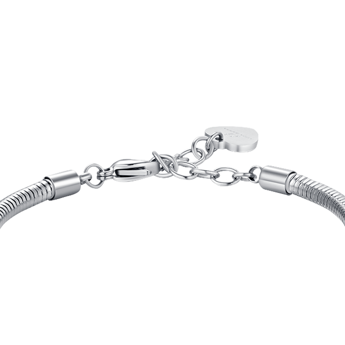 WOMEN'S STEEL BRACELET WITH FOUR-LEAF CLOVER WITH WHITE CRYSTALS