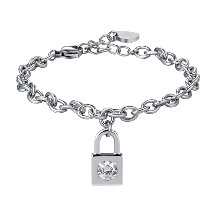 BRACELET FEMME EN ACIER AVEC CADENAS EN CRISTAL BLANC