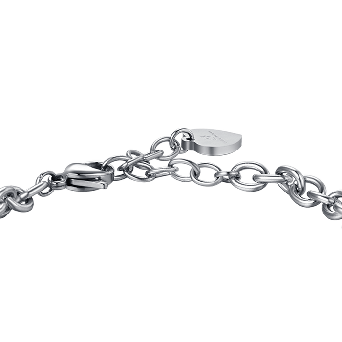 WOMEN'S STEEL BRACELET WITH WHITE CRYSTAL PADLOCK