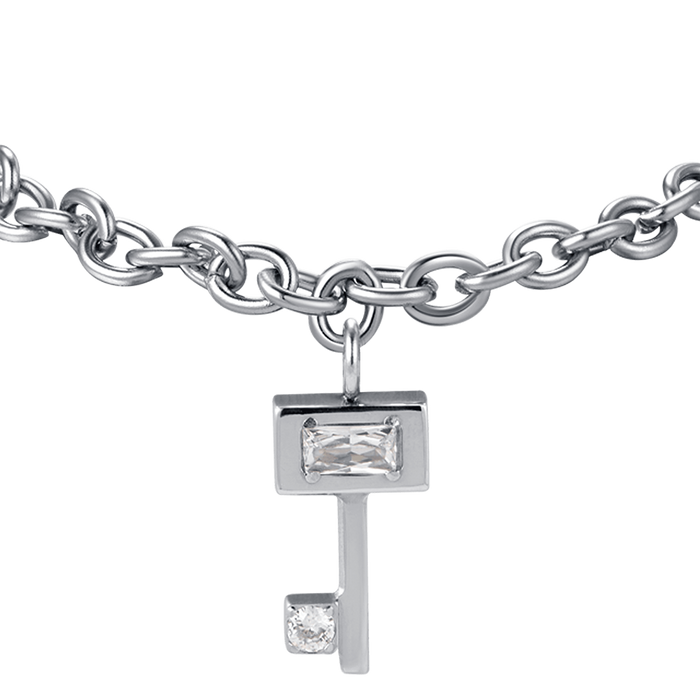 WOMEN'S STEEL BRACELET WITH KEY WITH WHITE CRYSTALS