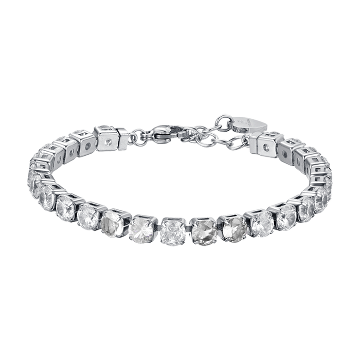 BRACCIALE TENNIS DONNA IN ACCIAIO CON CRISTALLI BIANCHI